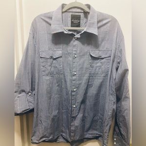 CIVIL SOCIETY Men’s Blue And White Plaid Long Sleeve  XXL Button Down Shirt